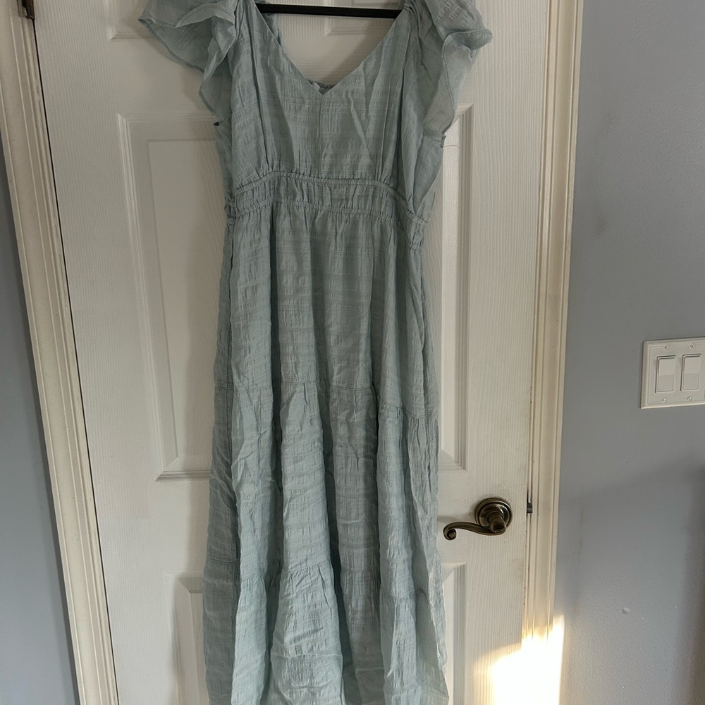 Elegant Light Blue Maxi Maternity Dress